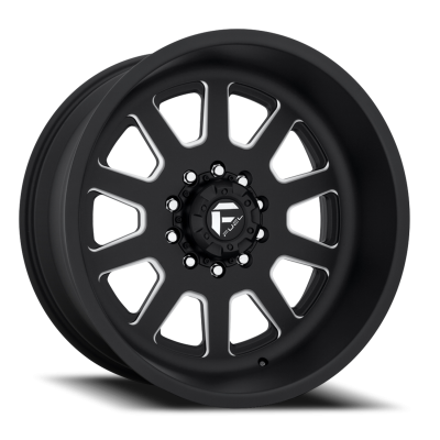 Dually Wheels 24X12 FF09D Dually DE09 Super Single BK 10 On 170 Matte Black Milled 125.1 Bore -50 Offset Front Dually Fuel Off Road Wheels