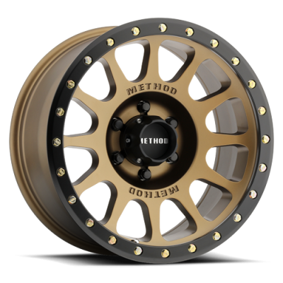 Aluminum Wheels 20x9 NV MR305 Bolt Pattern 6 On 139.7 Offset 18 Lip Size 1.42 Method Bronze BRZ Black Street Loc Method