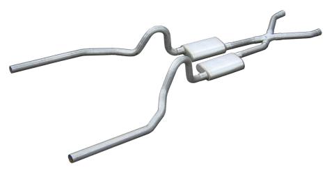 Crossmember Back w/X-Pipe Exhaust System 71-73 Mustang Split Rear Dual Exit 2.5 in Intermediate And Tail Pipe Violator Muffler/Hardware Incl Tip Not Incl Pypes Exhaust