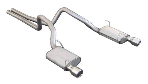 Cat Back Exhaust System 05-10 Mustang V8 Split Rear Dual Exit 2.5 in Intermediate Pipe And Tailpipe Violator Muffler/Hardware/4 in Polished Tips Incl Natural 409 Stainless Steel Pypes Exhaust