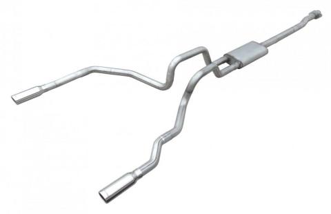 Cat Back Exhaust System 11-14 Ford F150 Ecoboost Split Rear Dual Exit 3 in Intermediate And Tail Pipe Violator Muffler/Hardware/3.5 in Black Tips Incl Natural Finish 409 Stainless Steel Pypes Exhaust