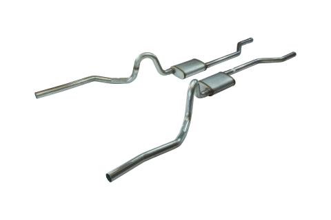 Crossmember Back Without X-Pipe Exhaust System 70-71 GTO/68-72 442 Split Rear Dual Exit 2.5 in Intermediate/Tail Pipe Violator Muffler/Hardware Incl Tip Not Incl Natural 409 Stainless Steel Pypes Exhaust