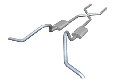 Cat Back Exhaust System 65-70 B-Body Split Side Dual Exit 2.5 in Intermediate And Tail Pipe Violator Muffler/Hardware Incl Tip Not Incl Natural Finish 409 Stainless Steel Pypes Exhaust