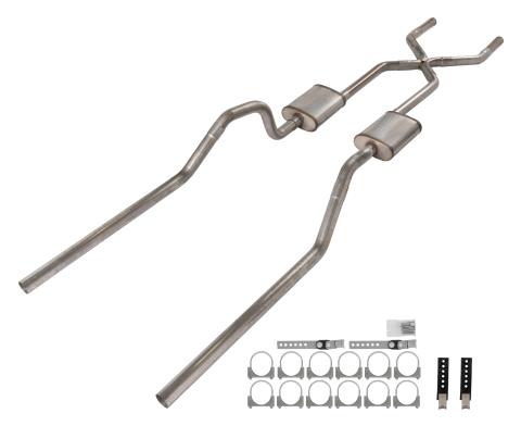 1965-70 Chevy Impala  X-Pipe Crossmember Back Exhaust 409 SS Rear Exit Race Pro Mufflers Pypes Performance Exhaust