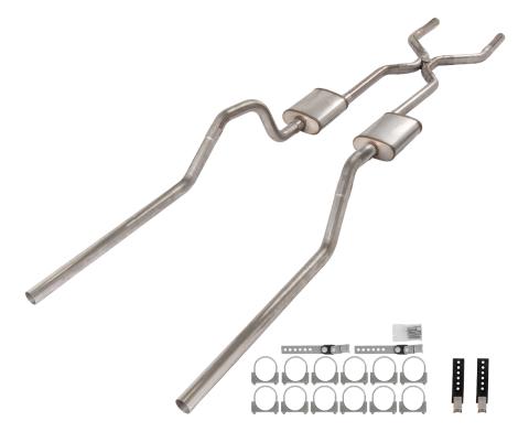 1965-70 Chevy Impala  H-Pipe Crossmember Back Exhaust 409 SS Rear Exit Turbo Pro Mufflers Pypes Performance Exhaust