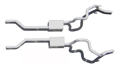 Crossmember Back Without X-Pipe Exhaust System Split Rear Dual Exit 2.5 in Intermediate/Tail Pipe Violator Mufflers/Hardware Incl Tip Not Incl Natural 409 Stainless Steel Pypes Exhaust