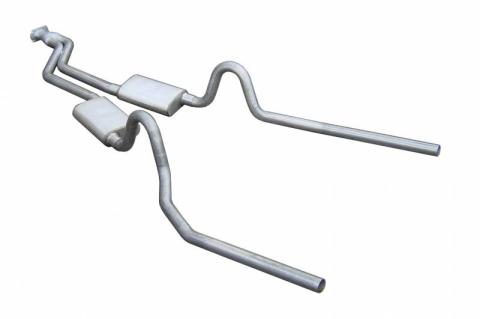 Cat Back Exhaust System 78-88 GM G-Body Split Rear Dual Exit 2.5 in Intermediate And Tail Pipe Hardware Incl Muffler And Tip Not Incl Natural 409 Stainless Steel Pypes Exhaust