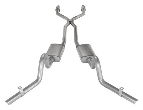 Crossmember Back w/H-Pipe Exhaust System 78-88 EL Camino Exc SS Split Rear Dual Exit 2.5 in Intermediate And Tail Pipe Turbo Pro Muffler/Hardware Incl Tip Not Incl Catalytic Converter Incl Pypes Exhaust