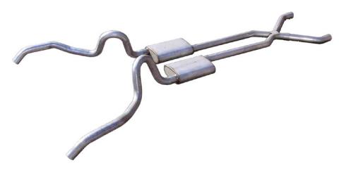 Crossmember Back w/X-Pipe Exhaust System 62-67 Nova Split Rear Dual Exit 2.5 in Intermediate And Tail Pipe Turbo Pro Mufflers/Hardware Incl Tip Not Incl Pypes Exhaust