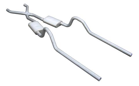 Crossmember Back w/X-Pipe Exhaust System Split Rear Dual Exit 2.5 in Intermediate And Tail Pipe 18 in Street Pro Mufflers/Hardware Incl Tip Not Incl Pypes Exhaust