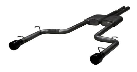 Phantom Series Cat Back Exhaust System Split Rear Dual Exit 2.5 in Intermediate And Tail Pipe Street Pro Muffler/Hardware/4 in Black Tips Incl Natural 409 Stainless Steel Pypes Exhaust