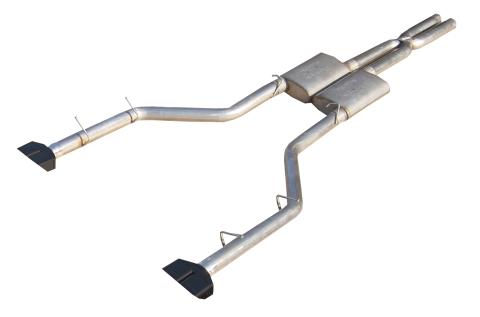 Cat Back Exhaust System Split Rear Dual 08-14 Challenger V8 SRT8 Exit 3 in Intermediate And Tail Pipe Violator Muffler/Hardware/Black Tips Incl Natural Finish 409 Stainless Steel Pypes Exhaust