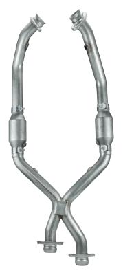 1998-2004 Mustang V6 2.5 Inch X-Pipe Exhaust Kit High Flow Catalytic Converters 409 Stainless Steel Pypes Performance Exhaust