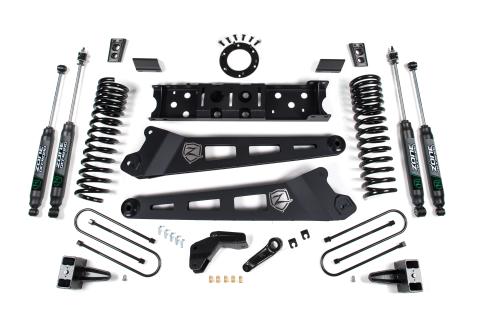 19-24 RAM 3500 4.5 Inch Radius Arm 2 Inch Rear Block With Overload Diesel 6-Bolt T-Case Fox Adventure Shocks Zone Offroad