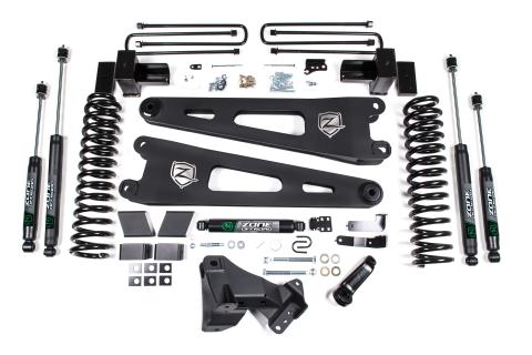 17-19 Ford F-250/350 Super Duty 4 Inch Radius Arm Lift Kit 2 Inch Rear Block Gas 2 Leaf Main Fox Adventure Shocks Adventure Series Shocks Zone Offroad