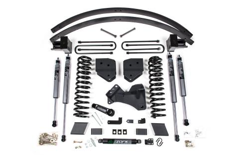 17-19 Ford F350/350 6 Inch Suspension Lift Kit, 4 Inch Rear, Block Kit Without Factory Overload, Gas, 2 Leaf Main - Nitro Shocks Zone Offroad
