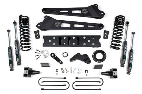 19-24 RAM 3500 5.5 Inch Radius Arm 5 Inch Rear Block With Overload Gas 6-Bolt T-Case Fox Adventure Shocks Zone Offroad