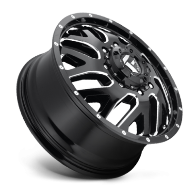Dually Wheels 22X8.25 Triton Dually D581 8 On 165.1 Gloss Black Milled 121.5 Bore 105 Offset Mesh Spoke Front Dually Fuel Off Road Wheels