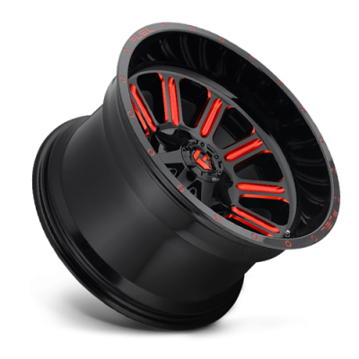 Aluminum Wheels 20X12 Hardline D621 5 On 114.3/5 On 127 Gloss Black/Candy Red 78.1 Bore -44 Offset Fuel Off Road Wheels