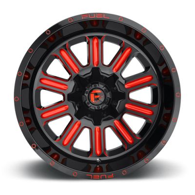 Aluminum Wheels 20X12 Hardline D621 5 On 114.3/5 On 127 Gloss Black/Candy Red 78.1 Bore -44 Offset Fuel Off Road Wheels