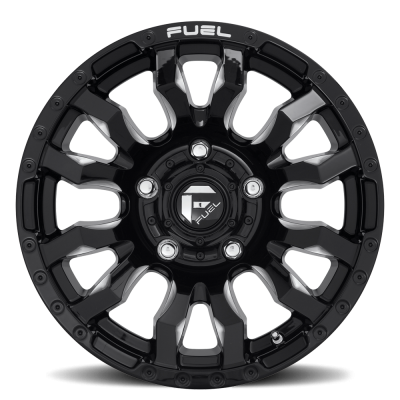 Aluminum Wheels 20X9 Blitz D673 5 On 127 Gloss Black Milled 71.5 Bore 1 Offset Multi Spoke 37 Lbs Fuel Off Road Wheels