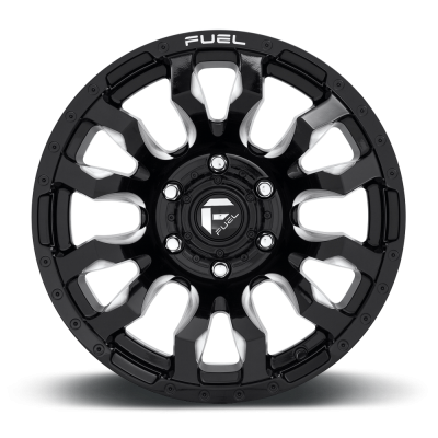 Aluminum Wheels 22X10 Blitz D673 6 On 135 Gloss Black Milled 87.1 Bore -18 Offset Multi Spoke Fuel Off Road Wheels