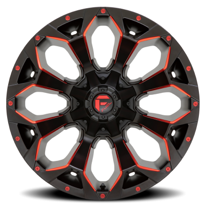 Aluminum Wheels 20X10 Assault D787 5 On 114.3/5 On 127 Matte Black Milled Red Tint 78.1 Bore -18 Offset Fuel Off Road Wheels