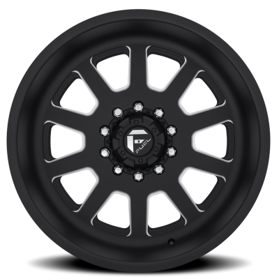 Dually Wheels 24X12 FF09D Dually DE09 Super Single BK 10 On 170 Matte Black Milled 125.1 Bore -50 Offset Front Dually Fuel Off Road Wheels