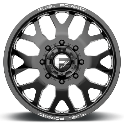 Dually Wheels 20X8.25 FF19D Dually DE19 BK 10 On 225 Gloss Black Milled 170.1 Bore 105 Offset Front Dually Fuel Off Road Wheels