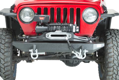 Jeep TJ Winch Plate Steel 97-06 Wrangler TJ Black Textured Powdercoat Piranha Series Fishbone Offroad