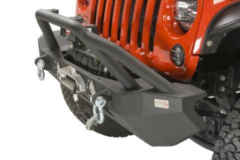 Jeep JK Front Winch Bumper W/LEDs Full Width 07-18 Wranger JK Black Texured Powercoated Fishbone Offroad