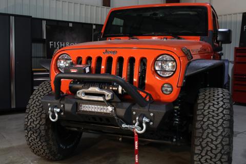 Jeep JK Front Stubby Winch Bumper W/Tube Guard 07-18 Wranger JK Black Texured Powercoated Fishbone Offroad