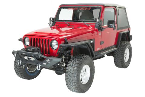 Jeep TJ/YJ Front Bumper W/LED's 87-06 Wrangler TJ/YJ Steel Black Textured Powercoat Fishbone Offroad