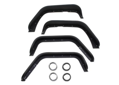 Jeep JK Tube Fenders 07-18 Wrangler JK Front/Rear Set Of 4 Steel Black Textured Powdercoat Fishbone Offroad