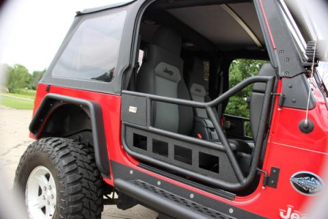 Jeep TJ Front Tube Doors 97-06 Wrangler TJ Black Textured Powdercoat Steel Fishbone Offroad