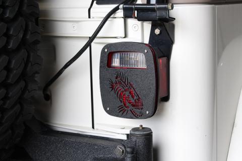 Jeep Wrangler CJ YJ TJ Tail Light Covers Black Textured Powdercoat Fishbone Offroad