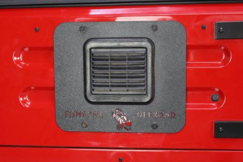 Jeep TJ Tailgate Plate 97-06 Wrangler TJ Black Textured Powercoat Aluminum BackSide Series Fishbone Offroad