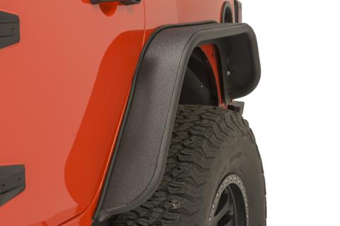 Jeep JK Tube Fenders 07-18 Wrangler JK Front/Rear Set Of 4 Aluminum Black Textured Powdercoat Fishbone Offroad