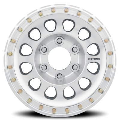 Aluminum Wheels 17x9 Beadlock MR103 Bolt Pattern 6 On 139.7 Offset -12 Lip Size 2.76 Raw Machined Silver Method