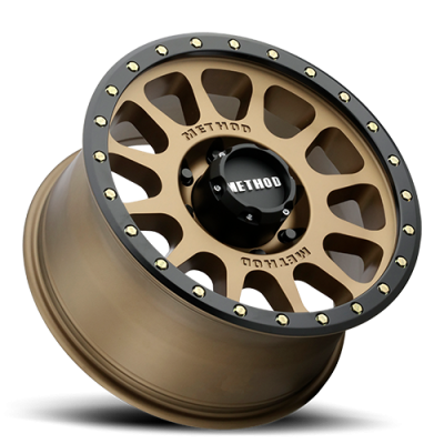 Aluminum Wheels 20x9 NV MR305 Bolt Pattern 6 On 139.7 Offset 18 Lip Size 1.42 Method Bronze BRZ Black Street Loc Method