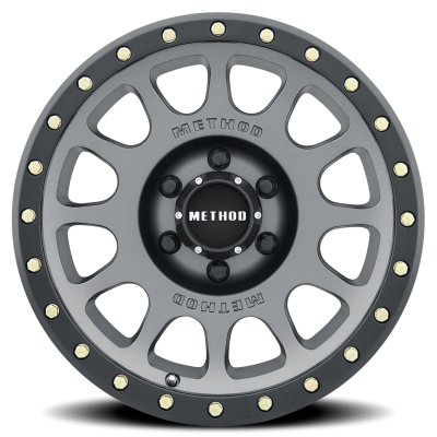 Aluminum Wheels 16x8 NV MR305 Bolt Pattern 6 On 139.7 Offset 0 Lip Size 1.57 Titanium TT Matte Black Lip Method