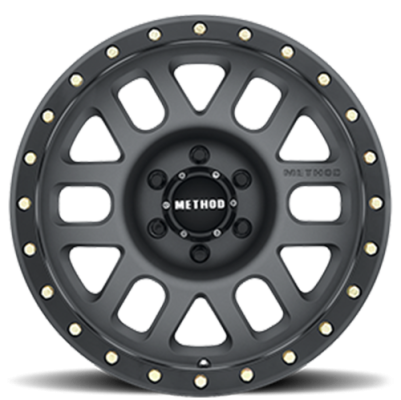 Aluminum Wheels 17x8.5 Grid MR309 Bolt Pattern 6 On 135 Offset 0 Lip Size 1.61 Titanium GY Black Street Loc Method