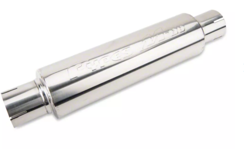 M-80 Series Muffler 2.5 in Round 14 in L Hardware Not Incl Polished 304 Stainless Steel Pypes Exhaust