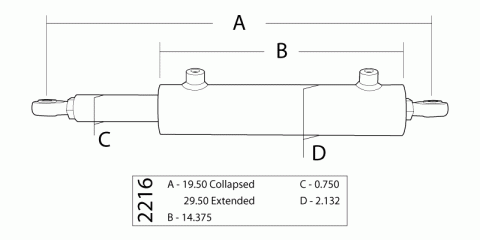 Single Ended Steering Cylinder Kit, 1.75 Inch X 10.0 Inch X 0.750 Inch Rod PSC Performance Steering Components