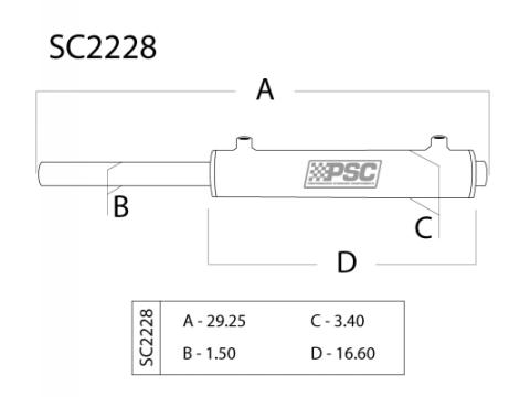 Double Ended XD Steering Assist Cylinder for Full Hydraulic Steering Systems with 5 Ton Rockwell Axle,  3.0 X 11.0 Inch PSC Performance Steering Components