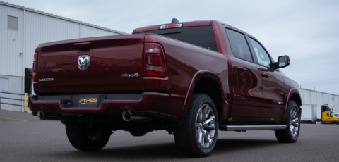 RAM Cat Back Exhaust System Pype Bomb For 19-24 Dodge Ram 1500 Split Rear Dual Exit 3 Inch Intermediate And 2.5 Inch Tail Pipe 4.5 Pype Bomb Tip Muffler Incl Hardware Incl Tip Incl Pypes Exhaust