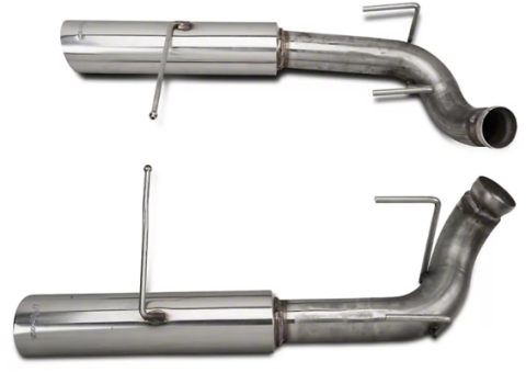 Pype Bomb Series Axle Back Exhaust System 11-14 Mustang V6 Split Rear Dual Exit 4 in Polished Tips Hardware Not Incl Polished 304 Stainless Steel Pypes Exhaust