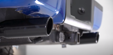 Cat Back Exhaust System 09-14 Ford F150 Split Rear Dual Exit 3 in Intermediate And Tail Pipe Violator Muffler Incl/Hardware/3.5 in Black Tips Incl Natural Finish 409 Stainless Steel Pypes Exhaust