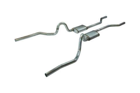 Crossmember Back Without X-Pipe Exhaust System 70-71 GTO/68-72 442 Split Rear Dual Exit 2.5 in Intermediate And Tail Pipe StreetPro Muffler/Hdw Incl Tip Not Incl Natural 409 Stainless Steel Pypes Exhaust