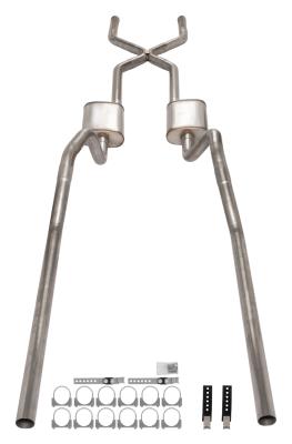 1965-70 Chevy Impala  X-Pipe Crossmember Back Exhaust 409 SS Rear Exit Street Pro Mufflers Pypes Performance Exhaust